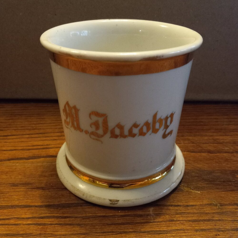Vintage Barber Shop Named Shaving Mug M Jacob Porcelain 10 Ounces